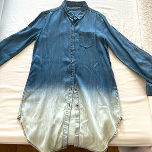 Chambray Button Down Shirt Dress